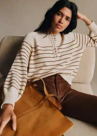 Pull Léontine - Ecru / Camel — view 3