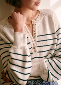 Pull Léontine - Ecru / Marine — view 2