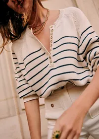 Pull Léontine - Ecru / Marine — view 4