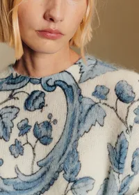 Pull Thibault - Sézane x Antoinette Poisson - Imprimé Oiseaux Bleus — view 2