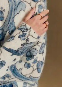 Pull Thibault - Sézane x Antoinette Poisson - Imprimé Oiseaux Bleus — view 3