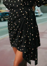 Robe ALICE - Imprimé Pois Beige Fond Noir — view 3
