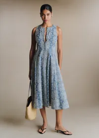 Robe ANNALUISA - Broderie Contrastée Écru Bleu Vintage — view 2