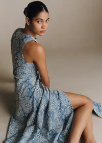 Robe ANNALUISA - Broderie Contrastée Écru Bleu Vintage — view 3