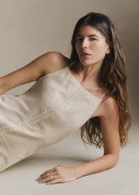 Robe Cherina - Crochet Crème Fond Naturel Patch Taupe — view 2