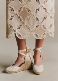 Robe Cherina - Crochet Crème Fond Naturel Patch Taupe — view 3