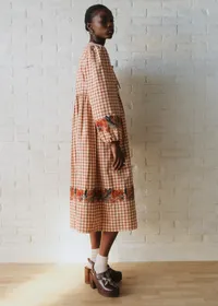 Robe Dakila - Sézane x SEA NY - Broderie Placée Terre Fond À Carreaux — view 2