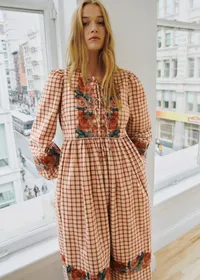 Robe Dakila - Sézane x SEA NY - Broderie Placée Terre Fond À Carreaux — view 5