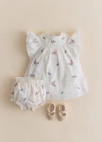 Robe Dorrie - Broderie Placée Fleurs Multico Fond Crème — view 2