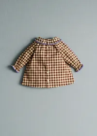 Robe Hélo - Vichy Marron Broderies Lila — view 5