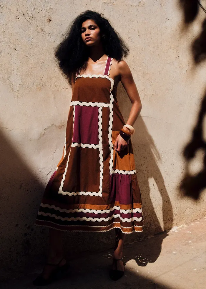 Robe Jackson - Patchwork Brun Camel Bordeaux