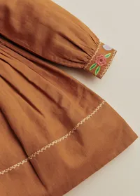 Robe Lisha - Broderie Contrastée Fond Marron — view 4