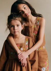 Robe Lisha - Broderie Contrastée Fond Marron — view 5
