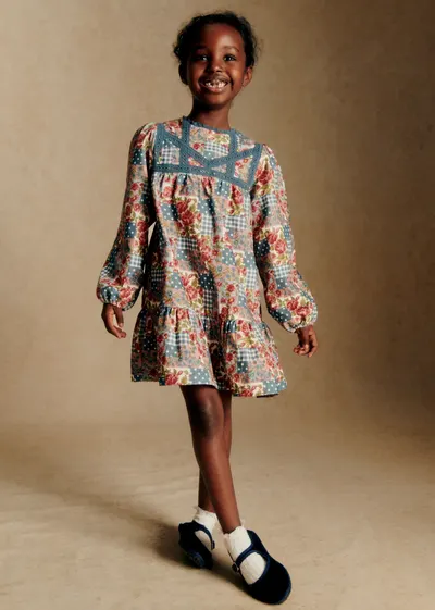 Robe Loren - Patchwork Roses et Pois