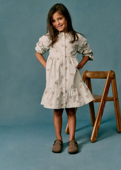 Robe Louise - Rayures Broderies Fleurs