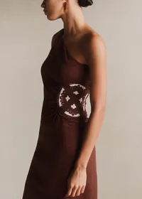 Robe Lua - Crochet crème Fond Chocolat — view 2