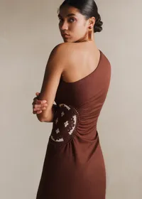 Robe Lua - Crochet crème Fond Chocolat — view 3