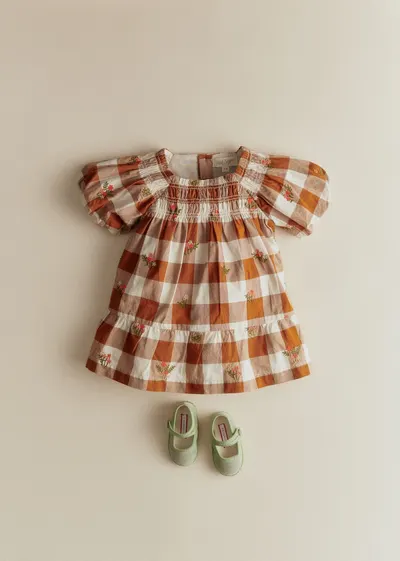 Robe Lucinda - Maxi Vichy Caramel / Ecru