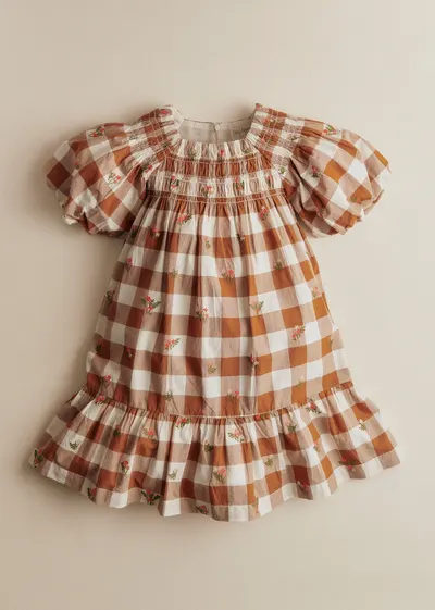 Robe Lucinda - Maxi Vichy Caramel / Ecru