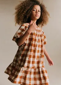 Robe Lucinda - Maxi Vichy Caramel / Ecru — view 3