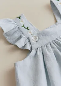 Robe Mimi - Broderie Contrastée Marguerite Fond Bleu Ciel — view 2