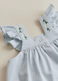 Robe Mimi - Broderie Contrastée Marguerite Fond Bleu Ciel — view 5
