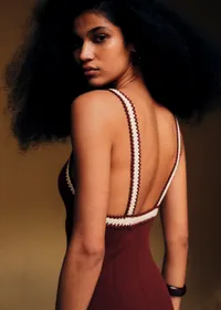 Robe Mona - Chocolat Détails Ecru — view 3