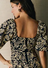 Robe Myda - Broderie Contrastée Dori Ficelle Fond Noir — view 3