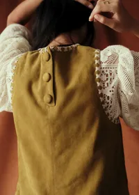 Robe Nicia - Sézane x Baziszt - Mordoré Croisillons Ecru — view 3