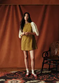 Robe Nicia - Sézane x Baziszt - Mordoré Croisillons Ecru — view 4