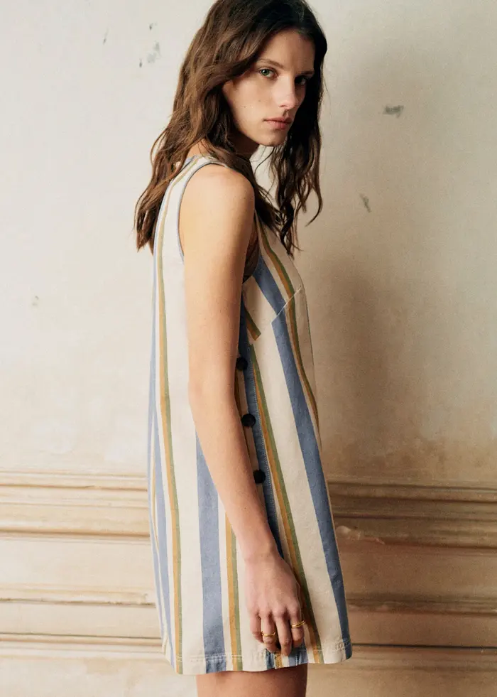 Robe Nicila - Rayures Bleu Ecru Jaune