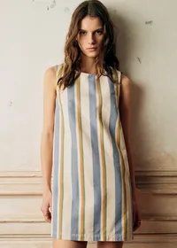 Robe Nicila - Rayures Bleu Ecru Jaune — view 3