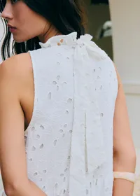 Robe Olany - Broderie Unie Fleurs Maxi Écru — view 3