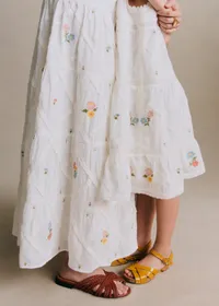 Robe Rama - Broderie Contrastée Tricolore Fond Ecru — view 2