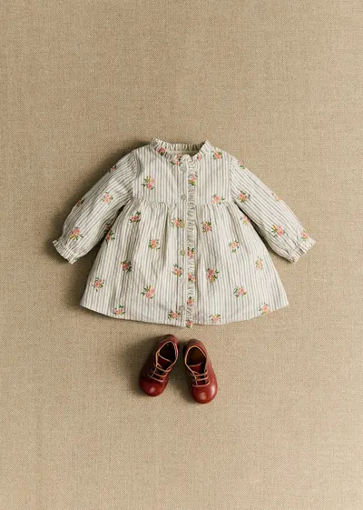 Robe Romy - Rayures Broderies Fleurs