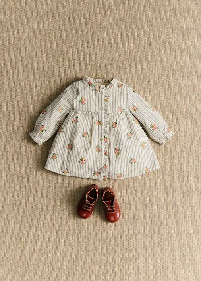 Robe Romy - Rayures Broderies Fleurs