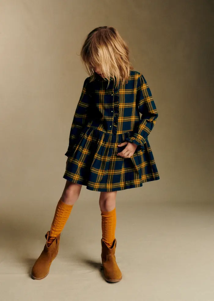 Robe Romy - Carreaux Bleu Nuit