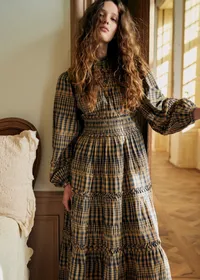Robe Teora - Carreaux Ocre Bleu — view 2