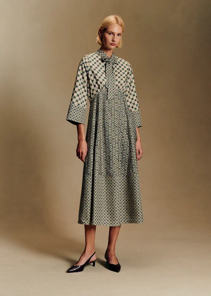 Robe Vinia - Sézane x Antoinette Poisson - Imprimé Patchwork Dominote