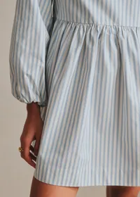Robe Zelie - Rayures Bleu Ciel et Écru — view 2