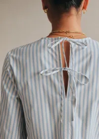 Robe Zelie - Rayures Bleu Ciel et Écru — view 3