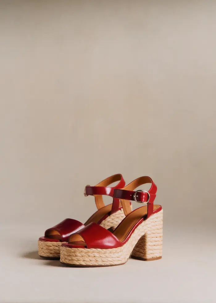 Sandales High Dorothée - Cerise Lisse
