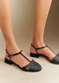 Sandales Low Aurore - Noir Lisse Tressé — view 4