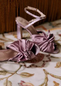 Sandales Marlene - CFM Souliers x Editions Sézane - Mini serpent et satin mauve — view 3