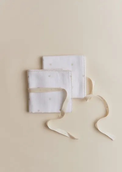 Set de 2 langes - Coeur Beige
