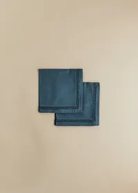 Set de 2 serviettes brodées - Bleu uni — view 2