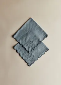 Set de 2 serviettes brodées - Coeur Bleu — view 2