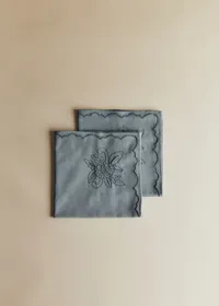 Set de 2 serviettes brodées - Dimanche au Jardin - Bleu orage — view 2