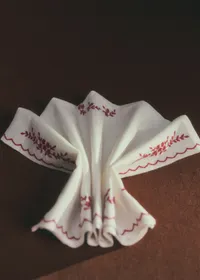 Set de 2 serviettes brodées - Ecru et Framboise — view 3