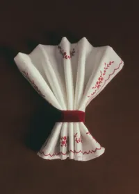 Set de 2 serviettes brodées - Ecru et Framboise — view 4